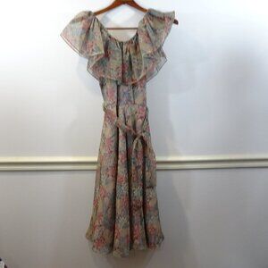 Vintage Ragtime Union Made Dress Size 7 Romantic Flowy Feminine Sheer Floral